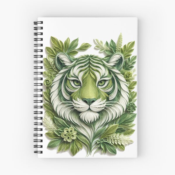 Item preview, Year of the Tiger Chinese Zodiac Paper Sculpture Portrait – Green Botanical Floral Animal Art designed and sold by Symbol Universe.