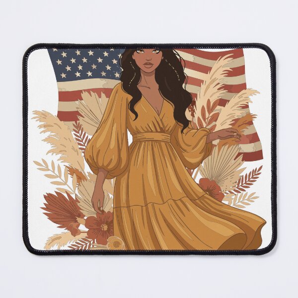 Item preview, Patriotic Boho Goddess Art - American Flag & Pampas Grass Wall Decor designed and sold by BestChoiceService.