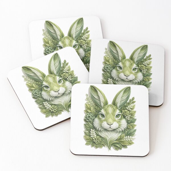 Item preview, Year of the Rabbit Chinese Zodiac Paper Sculpture Portrait – Green Floral Botanical Animal Art designed and sold by Symbol Universe.