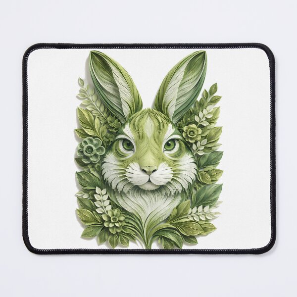 Item preview, Year of the Rabbit Chinese Zodiac Paper Sculpture Portrait – Green Floral Botanical Animal Art designed and sold by Symbol Universe.