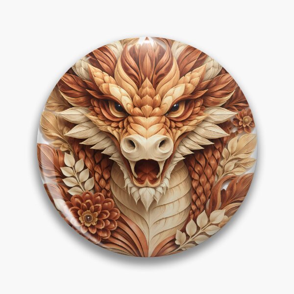 Item preview, Year of the Dragon Chinese Zodiac Paper Sculpture Portrait – Brown Gold Floral Botanical Animal Art designed and sold by Symbol Universe.