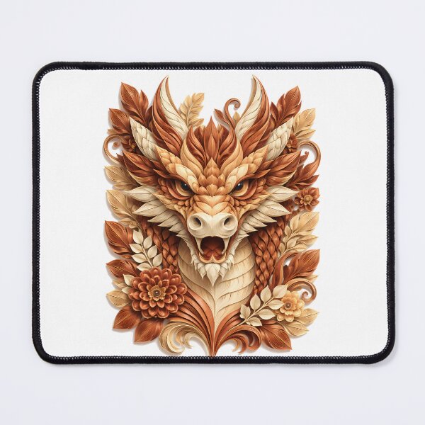 Item preview, Year of the Dragon Chinese Zodiac Paper Sculpture Portrait – Brown Gold Floral Botanical Animal Art designed and sold by Symbol Universe.