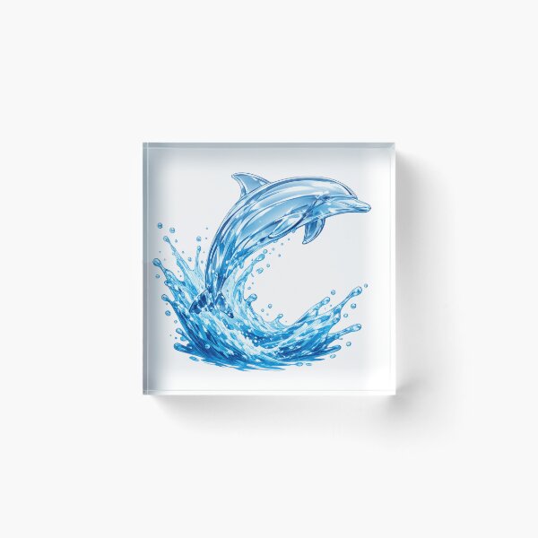 Item preview, Glass Dolphin Water Splash - 2000s Frutiger Aero Aesthetic designed and sold by Retro Mood Co.
