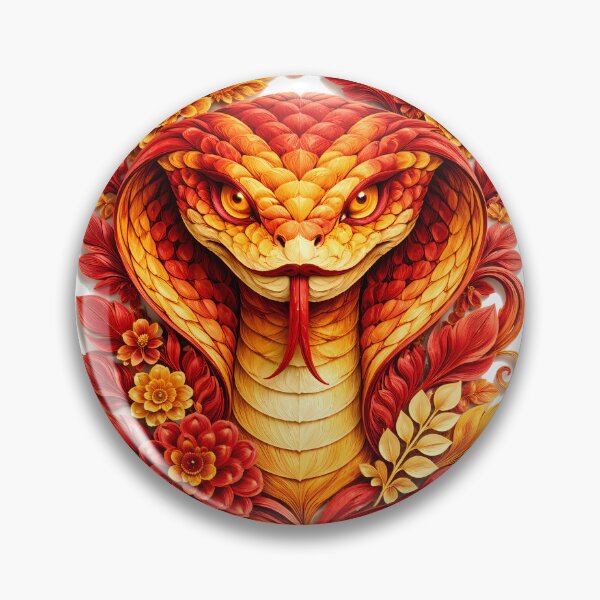 Item preview, Year of the Snake Chinese Zodiac Paper Sculpture Portrait – Red Orange Floral Botanical Animal Art designed and sold by Symbol Universe.