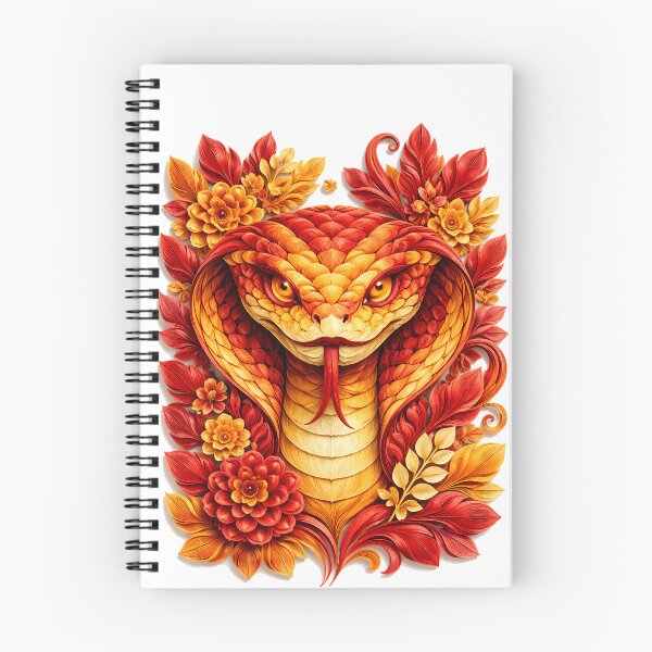 Item preview, Year of the Snake Chinese Zodiac Paper Sculpture Portrait – Red Orange Floral Botanical Animal Art designed and sold by Symbol Universe.
