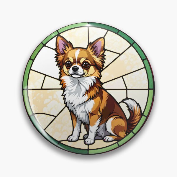 Item preview, Faux stained glass chihuahua designed and sold by Robo-Mart Smart Shopping.