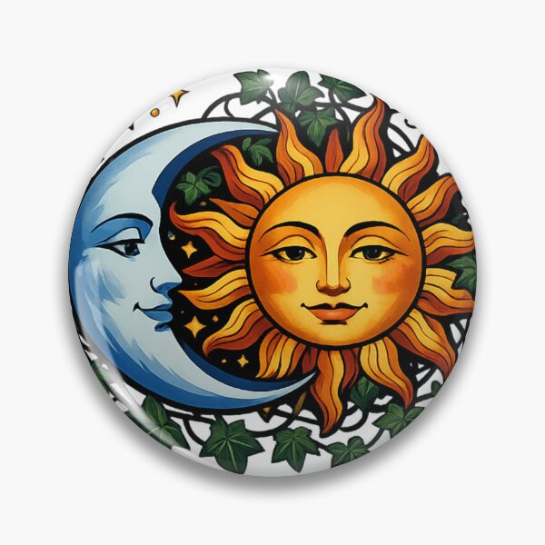 Item preview, 90s Celestial Sun and Moon - Whimsigoth Dark Botanical designed and sold by Retro Mood Co.