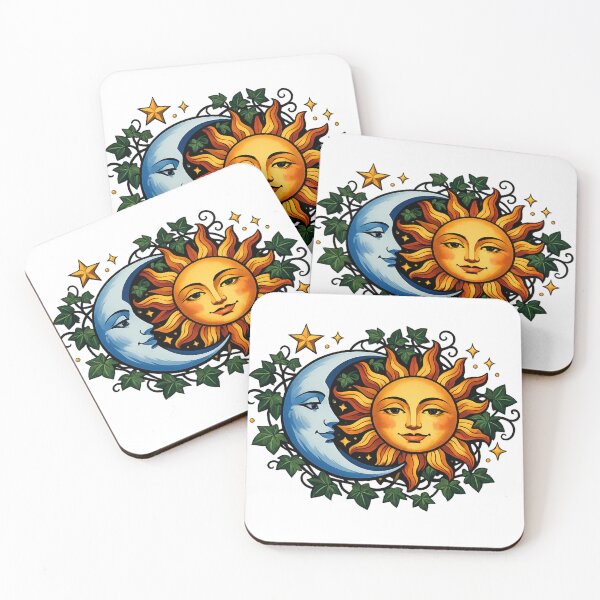 Item preview, 90s Celestial Sun and Moon - Whimsigoth Dark Botanical designed and sold by Retro Mood Co.