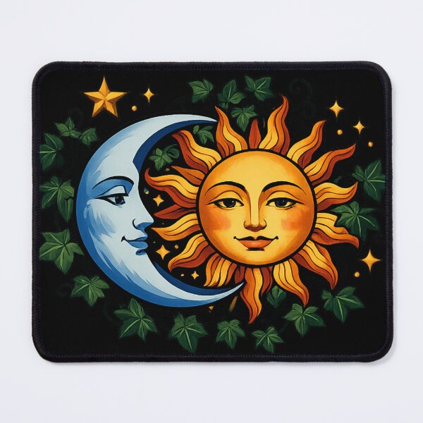 Item preview, 90s Celestial Sun and Moon - Whimsigoth Dark Botanical designed and sold by Retro Mood Co.
