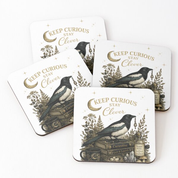 Item preview, Keep Curious Stay Clever Magpie Dark Academia Sticker designed and sold by Lumennyxart.