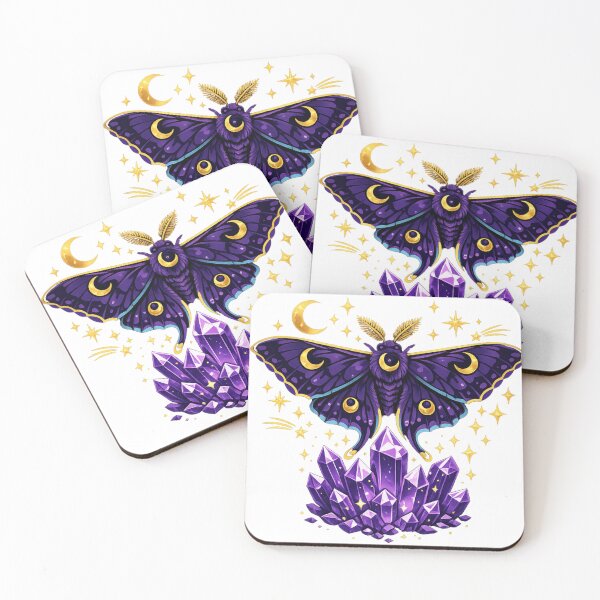 Item preview, Mystical Moth & Crystals - Whimsigoth Celestial Night designed and sold by Retro Mood Co.