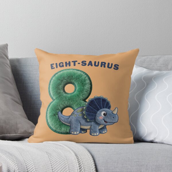 Item preview, Green Eight-Saurus 8th Birthday Dinosaur Chenille Patch Triceratops designed and sold by thelexiverse.