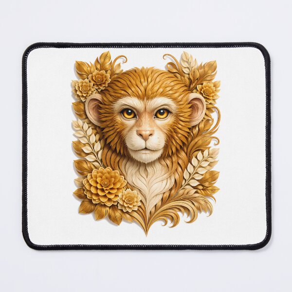 Item preview, Year of the Monkey Chinese Zodiac Paper Sculpture Portrait – Gold Floral Botanical Animal Art designed and sold by Symbol Universe.