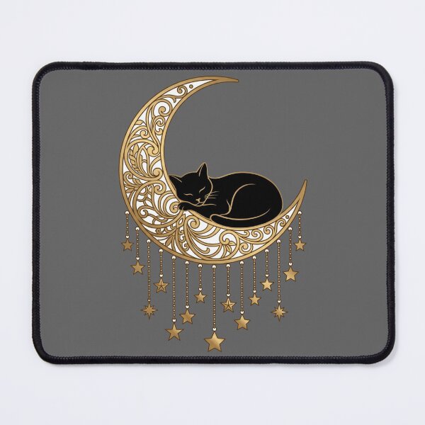 Item preview, Celestial Black Cat on Crescent Moon - 90s Whimsigoth designed and sold by Retro Mood Co.