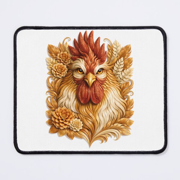 Item preview, Year of the Rooster Chinese Zodiac Paper Sculpture Portrait – Red Gold Floral Botanical Animal Art designed and sold by Symbol Universe.