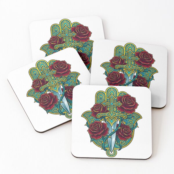 Item preview, Gothic Hamsa Hand - Mystical Dagger and Crimson Roses Art designed and sold by MT-Hub | Cute Aesthetic Art, Stickers & Phone Cases.