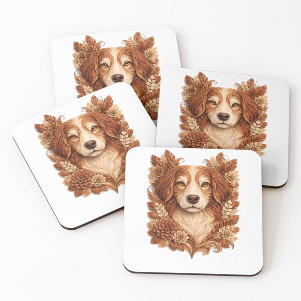 Item preview, Year of the Dog Chinese Zodiac Paper Sculpture Portrait – Brown Gold Floral Botanical Animal Art designed and sold by Symbol Universe.
