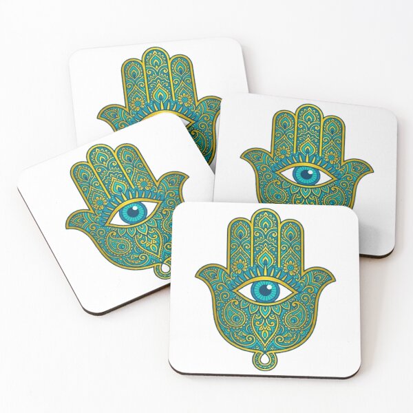 Item preview, Ornate Hamsa Hand Mandala - Teal & Gold Protection Symbol designed and sold by MT-Hub | Cute Aesthetic Art, Stickers & Phone Cases.
