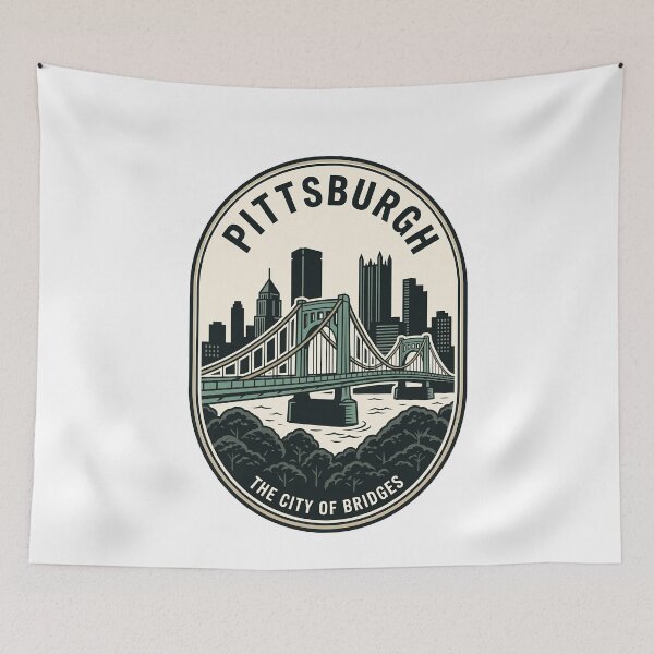 Item preview, Retro Pittsburgh Pennsylvania City of Bridges Skyline designed and sold by k3rstman1.