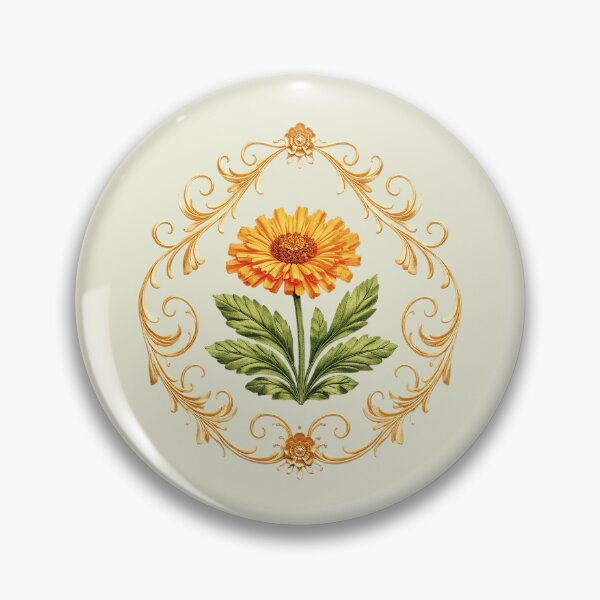 Item preview, Vintage Orange Flower with Elegant Golden Frame designed and sold by Romanticyvoz.