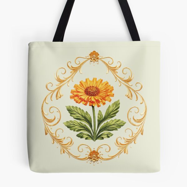 Item preview, Vintage Orange Flower with Elegant Golden Frame designed and sold by Romanticyvoz.