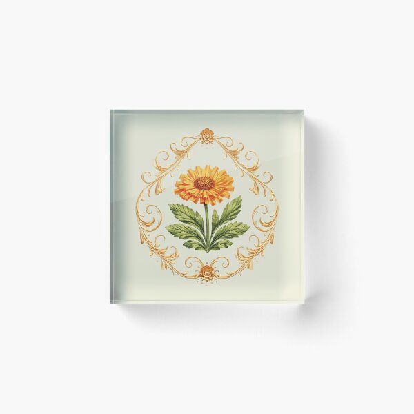 Item preview, Vintage Orange Flower with Elegant Golden Frame designed and sold by Romanticyvoz.