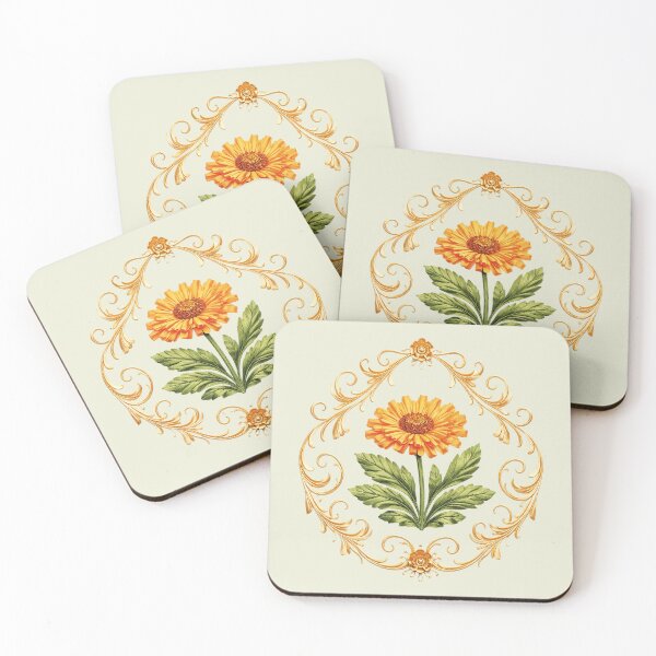 Item preview, Vintage Orange Flower with Elegant Golden Frame designed and sold by Romanticyvoz.