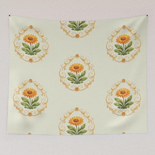 Item preview, Vintage Orange Flower with Elegant Golden Frame designed and sold by Romanticyvoz.