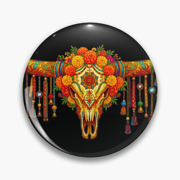 Item preview, Ornate Boho Bull Skull - Floral Tribal Mandala with Tassels designed and sold by MT-Hub | Art for Every Soul.