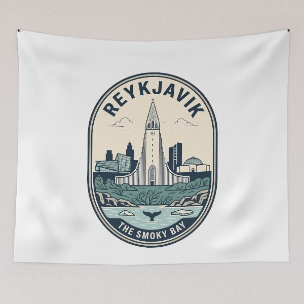 Item preview, Vintage Reykjavik Iceland Smoky Bay Landmarks Hallgrimskirkja designed and sold by k3rstman1.