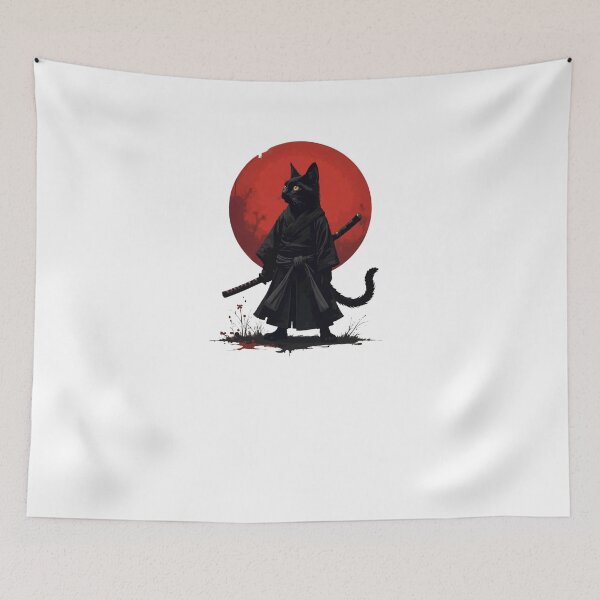 Item preview, Samurai Cat-Under Red Sun designed and sold by sidki-SDK.