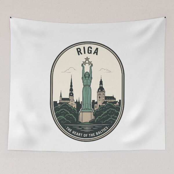 Item preview, Retro Riga Latvia Freedom Monument Travel Badge designed and sold by k3rstman1.