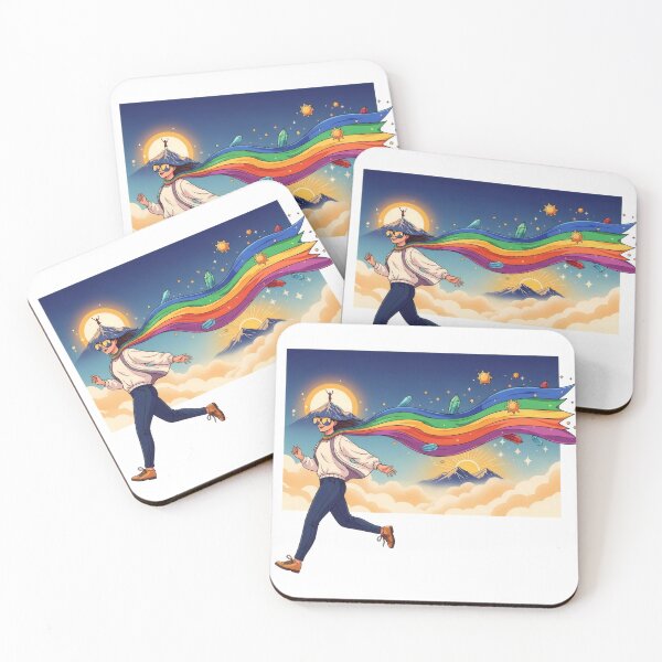 Item preview, Rainbow Scarf Cloud Running Girl Illustration designed and sold by AbanoubStore.