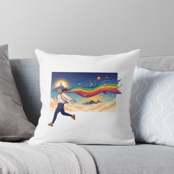 Item preview, Rainbow Scarf Cloud Running Girl Illustration designed and sold by AbanoubStore.