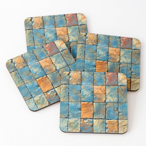 Item preview, Blue And Terracotta (Faux) Stone Tile Distressed Pattern designed and sold by DEC02.