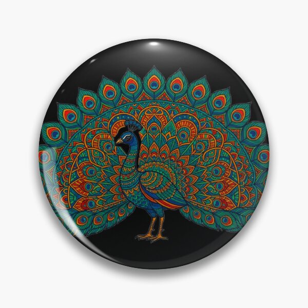 Item preview, Ornate Mandala Peacock Art - Vibrant Teal & Orange Wildlife Motif designed and sold by MT-Hub | Cute Aesthetic Art, Stickers & Phone Cases.