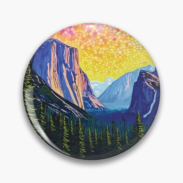 Item preview, Mosaic landscape of Yosemite Valley: majestic granite cliffs and meadows depicted in stained glass murals. designed and sold by designmari.