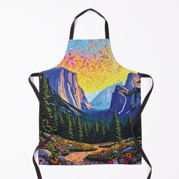 Item preview, Mosaic landscape of Yosemite Valley: majestic granite cliffs and meadows depicted in stained glass murals. designed and sold by designmari.