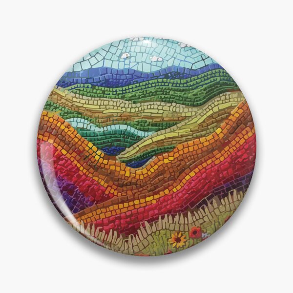 Item preview, Mosaic landscape of Theodore Roosevelt National Park depicted in stained glass murals. designed and sold by designmari.