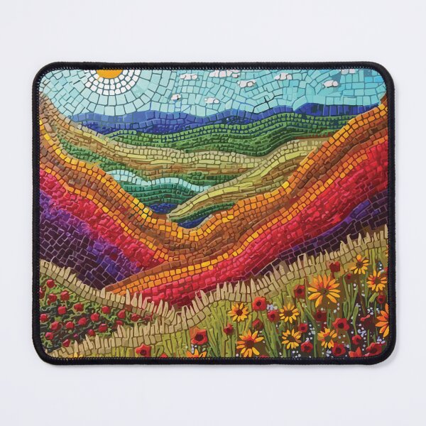 Item preview, Mosaic landscape of Theodore Roosevelt National Park depicted in stained glass murals. designed and sold by designmari.