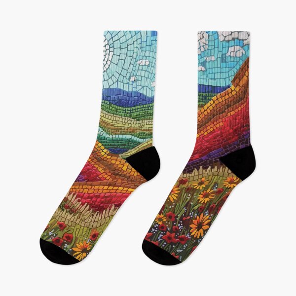 Item preview, Mosaic landscape of Theodore Roosevelt National Park depicted in stained glass murals. designed and sold by designmari.
