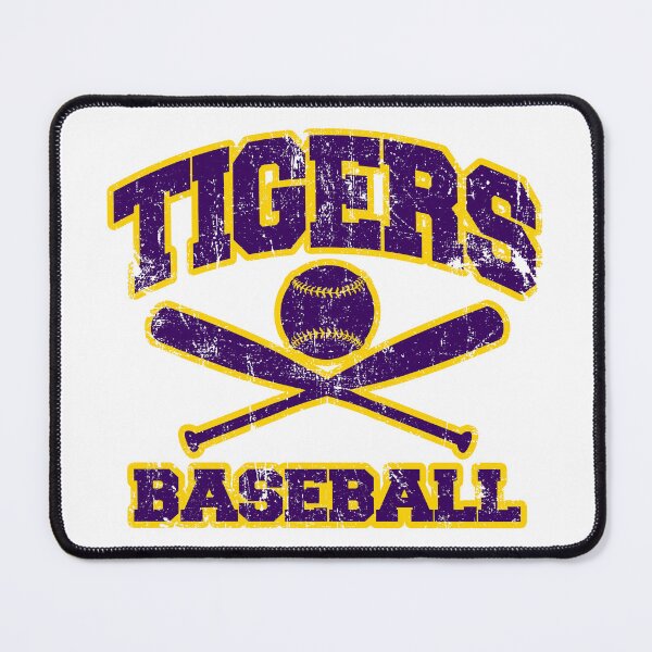 Item preview, Purple and Gold Tigers Baseball and Bats Weathered Baton Rouge Louisiana designed and sold by LIBERTYMODE.