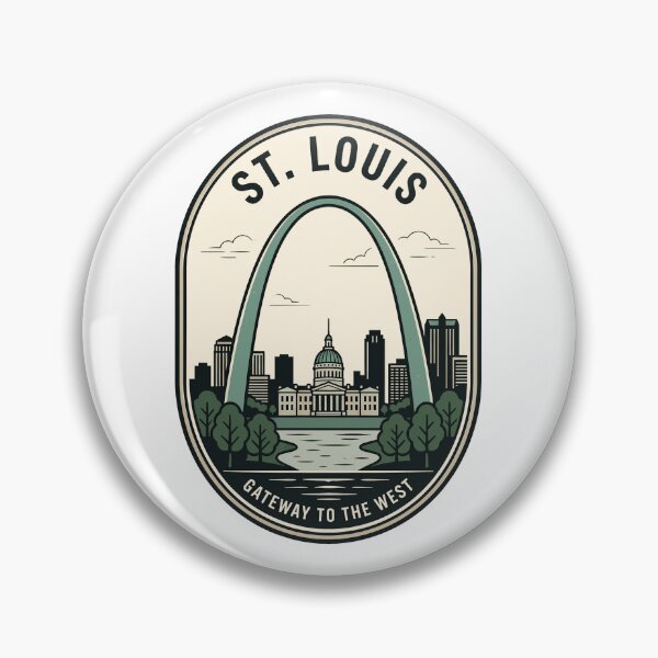 Item preview, St Louis Gateway Arch Retro Skyline Badge designed and sold by k3rstman1.