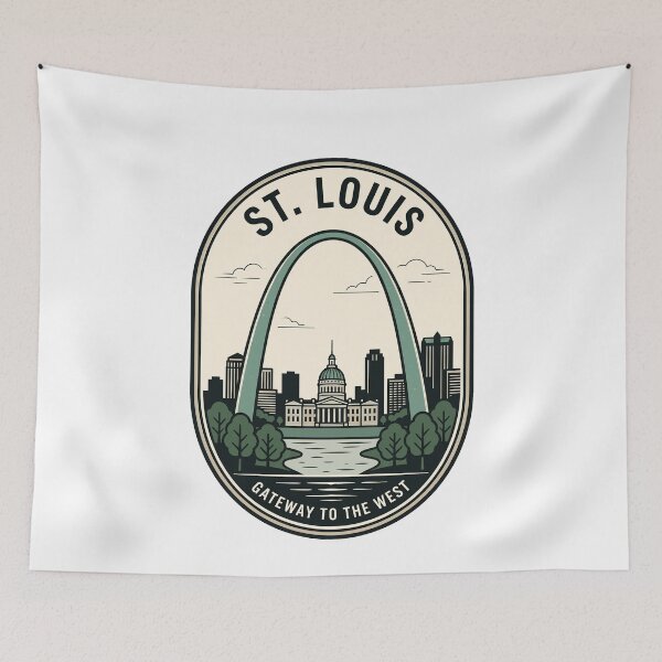 Item preview, St Louis Gateway Arch Retro Skyline Badge designed and sold by k3rstman1.