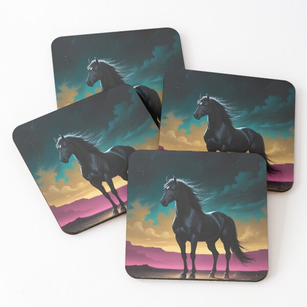 Item preview, Twilight Guardian - Black Arabian Stallion in Desert Noir designed and sold by GoldenVerseArt.