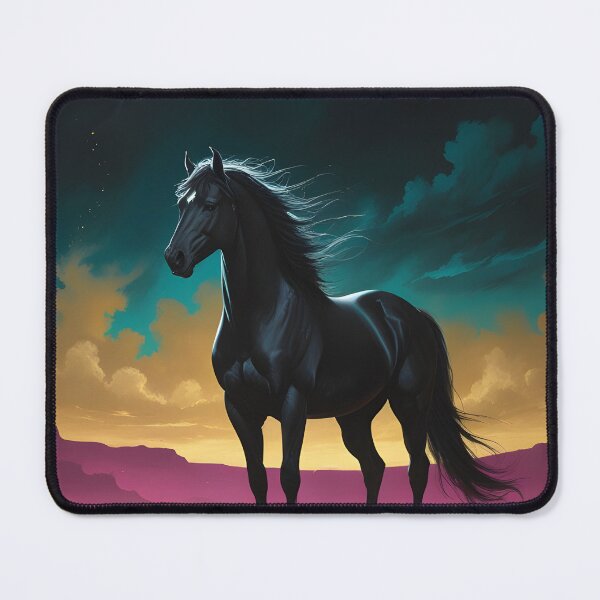 Item preview, Twilight Guardian - Black Arabian Stallion in Desert Noir designed and sold by GoldenVerseArt.