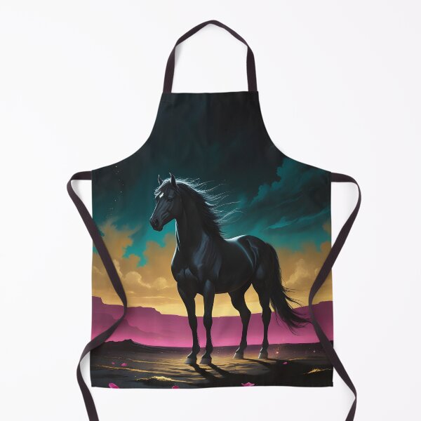 Item preview, Twilight Guardian - Black Arabian Stallion in Desert Noir designed and sold by GoldenVerseArt.
