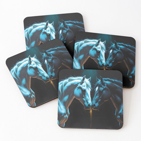 Item preview, The Silent Language - Two Arabian Horses in Noir designed and sold by GoldenVerseArt.