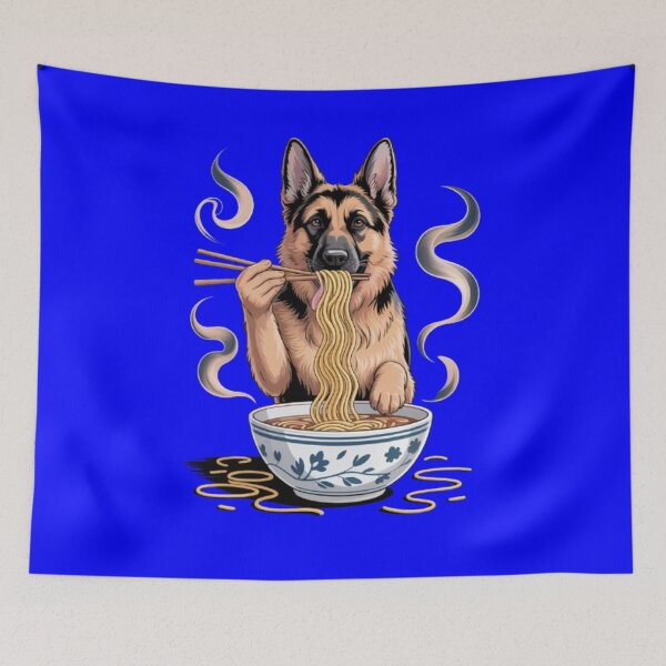 Item preview, Dog Pet Owner Art Design Cute German Shepherd Eating Noodles designed and sold by fantasticdesign.