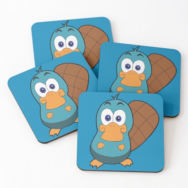 Item preview, Cute Kawaii Blue Platypus with Big Tail - Adorable CozyCritter8 Cartoon designed and sold by CozyCritters8.